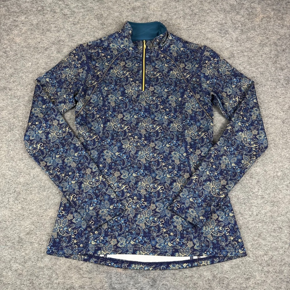 Dover Saddlery 1/4 Zip Shirt Paisley Print Polyester Stretch Womens XS - Picture 2 of 10